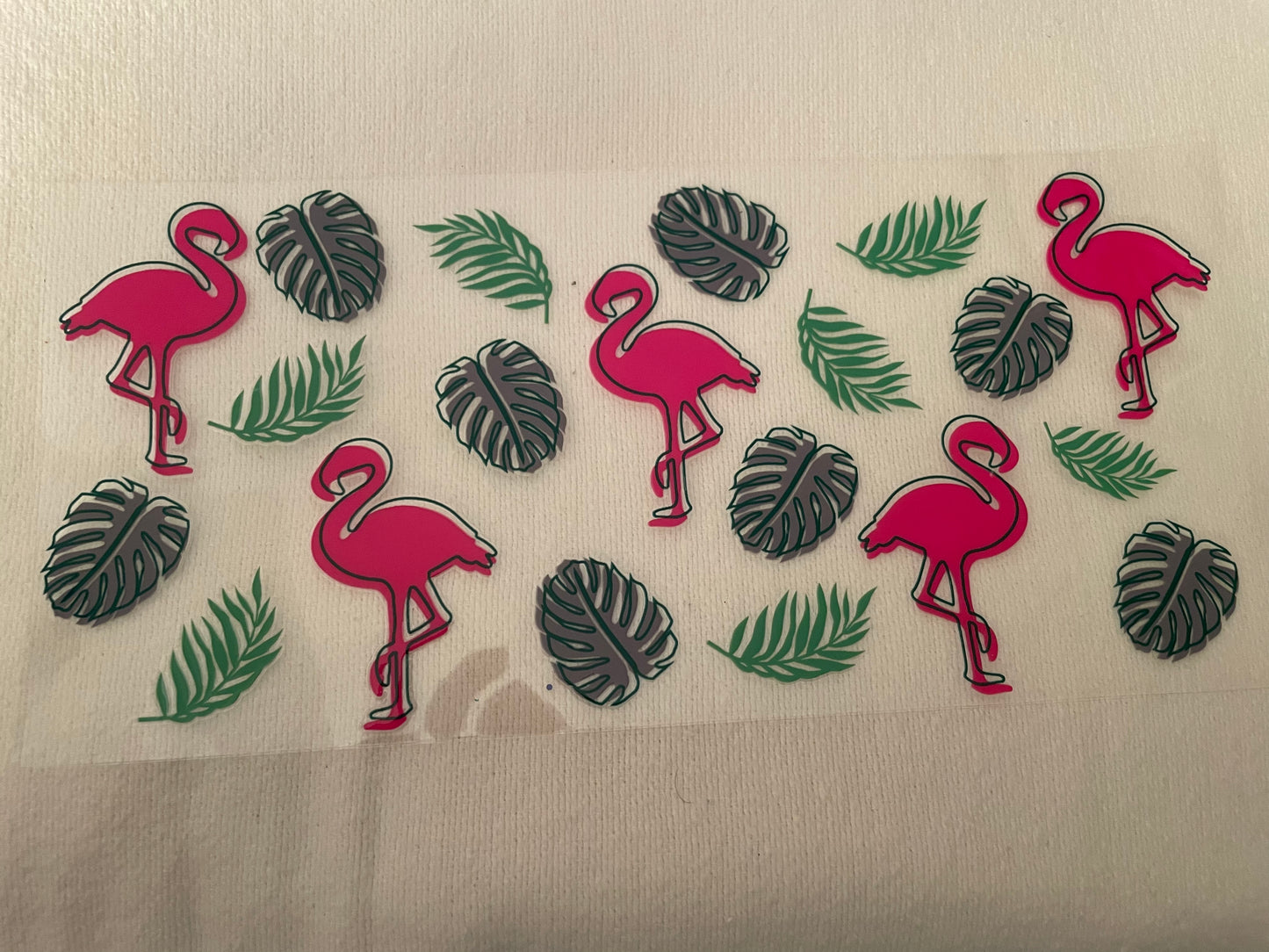 flamingo and leaves