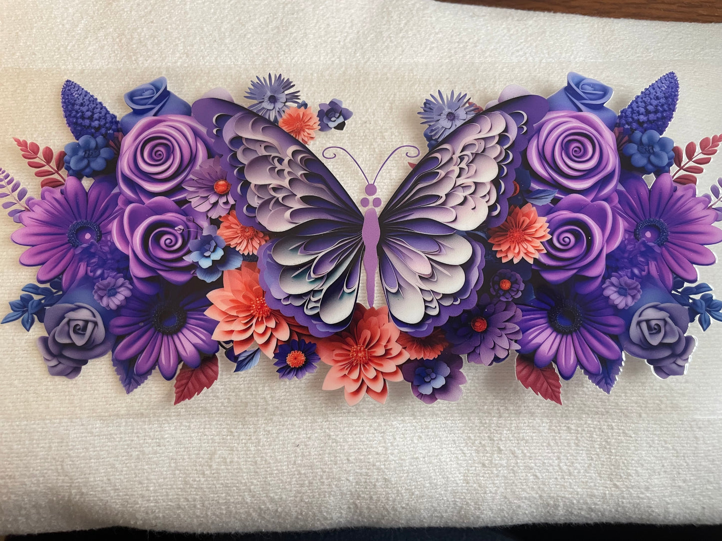 purple butterfly and flowers