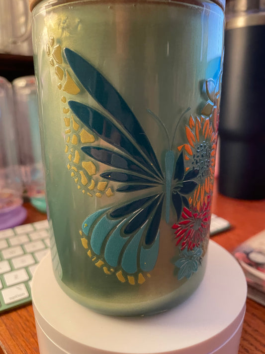 butterfly/mica/glass mug